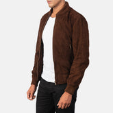 Vegel Mocha Suede Bomber Jacket